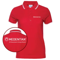 Футболка-поло красная с логотипами Medentika, женская, размер S