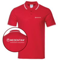 Футболка-поло красная с логотипами Medentika, мужская, размер L